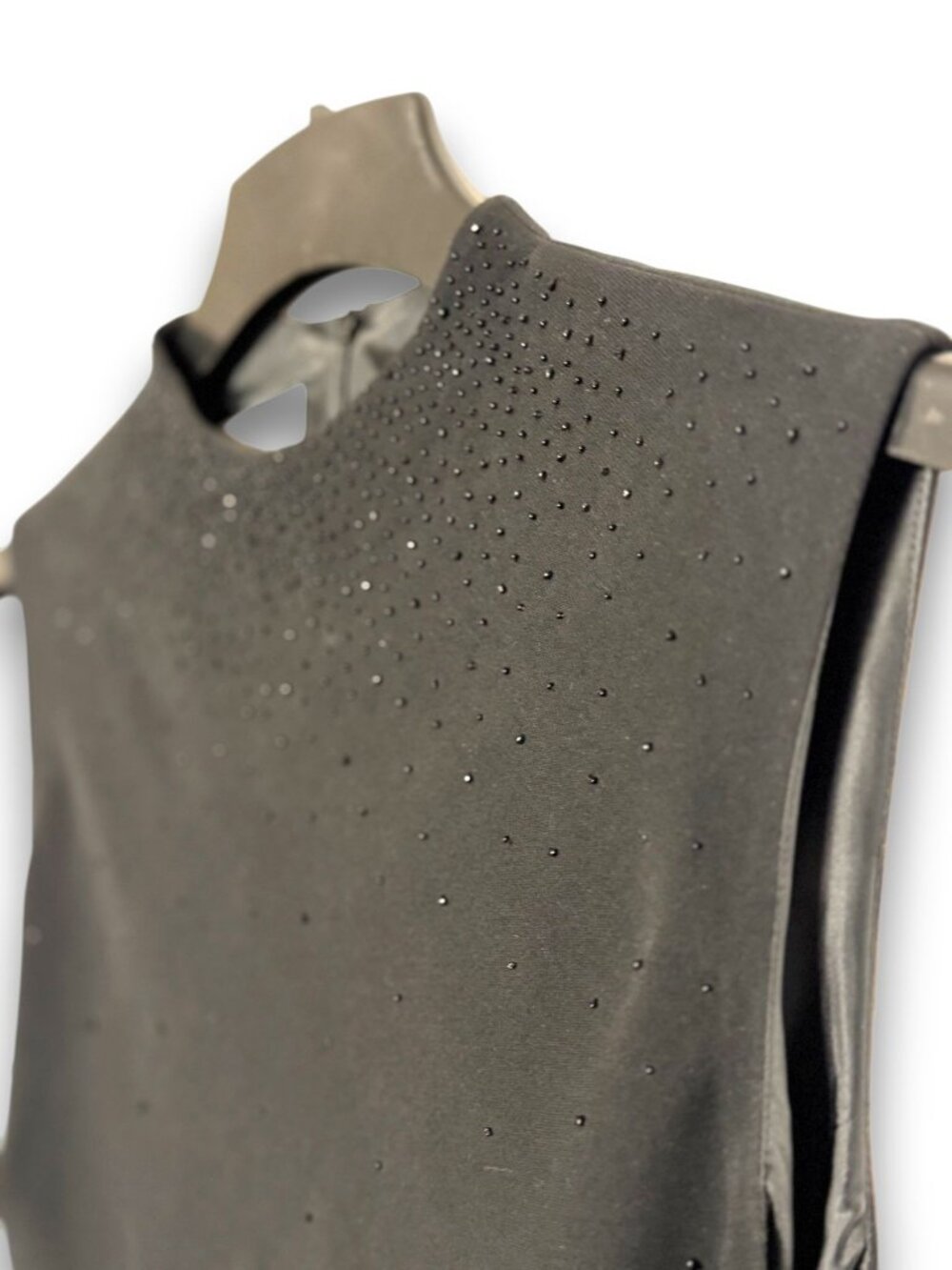 Evan Picone Women Black Beaded Mock Neck Sleeveless Sheath Dress Size 12 - Picture 4 of 11